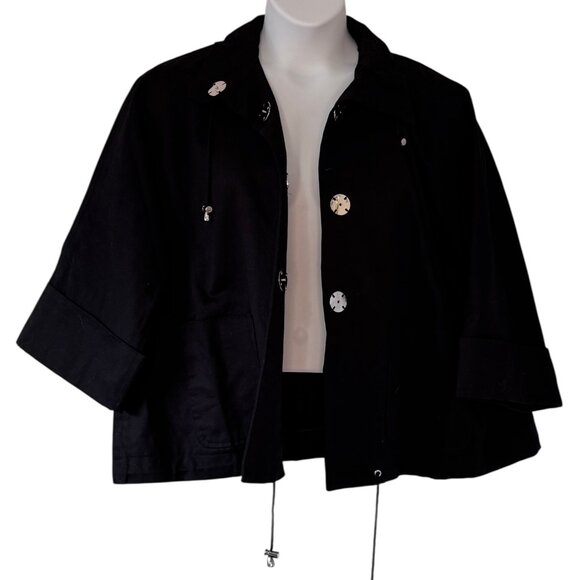 Marla Wynne Canvas Drama Jacket Black New Without Tags Women’s Size Large - Picture 2 of 10
